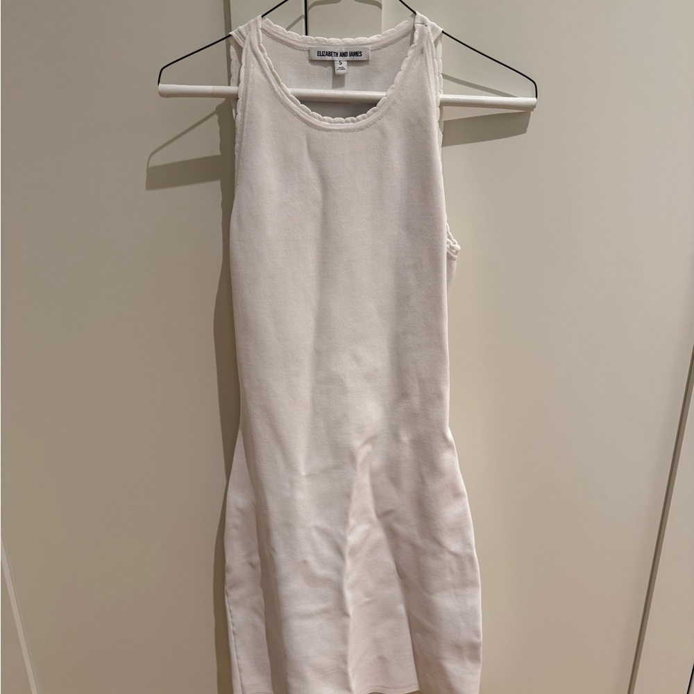 Elizabeth and James Cream Ribbed Tank Mini Dress